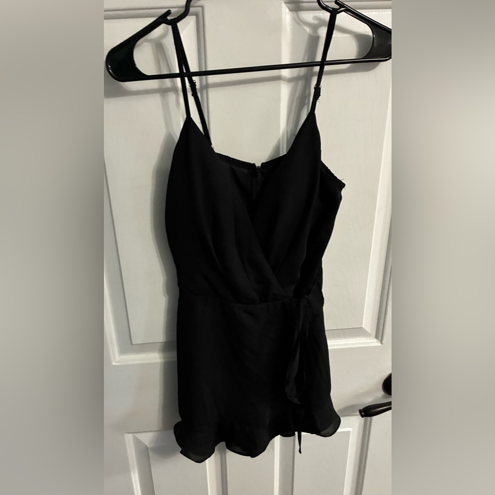 Entry Black Strapless Slip Romper with Side Tie